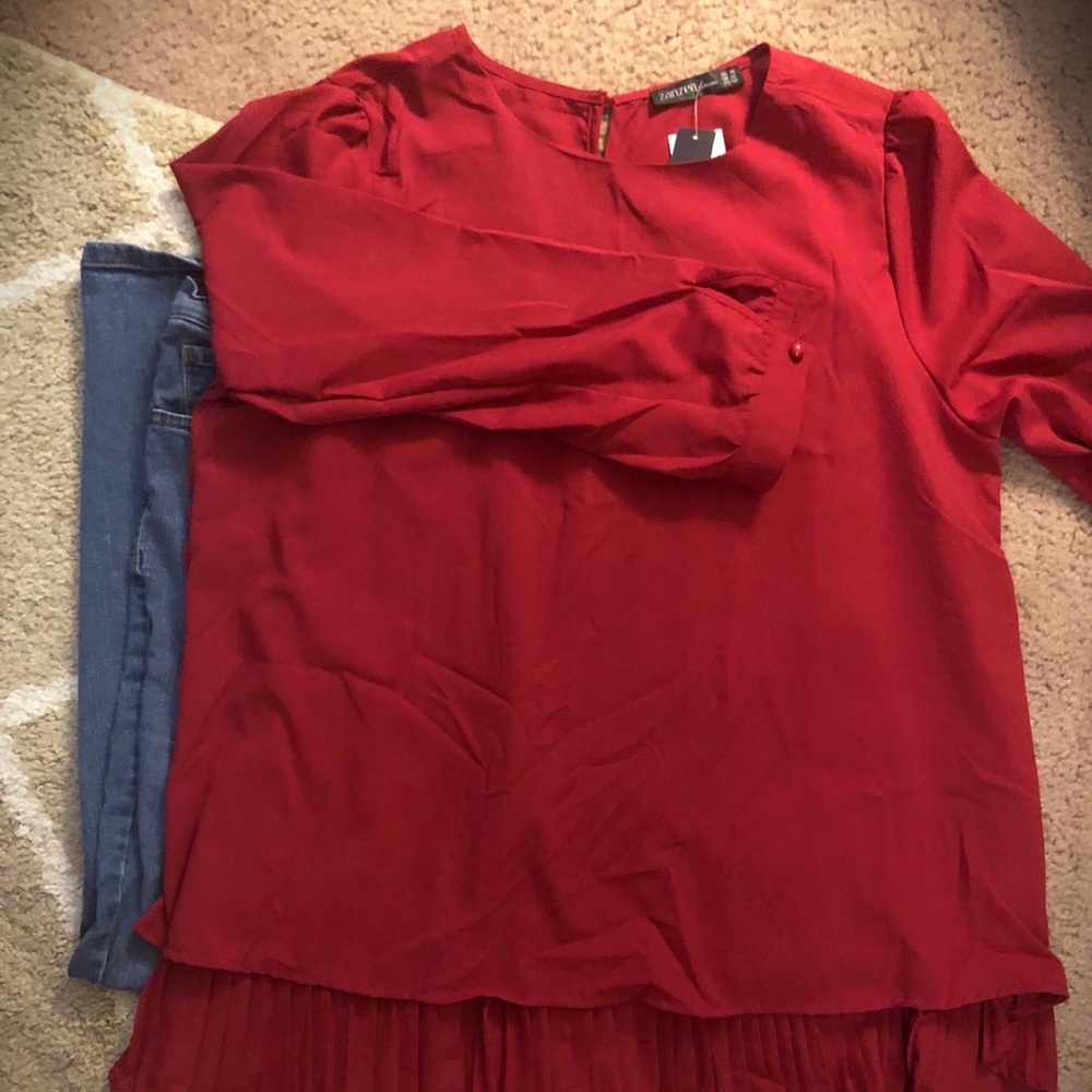 Zanzea Collection Red Blouse with pleated Back